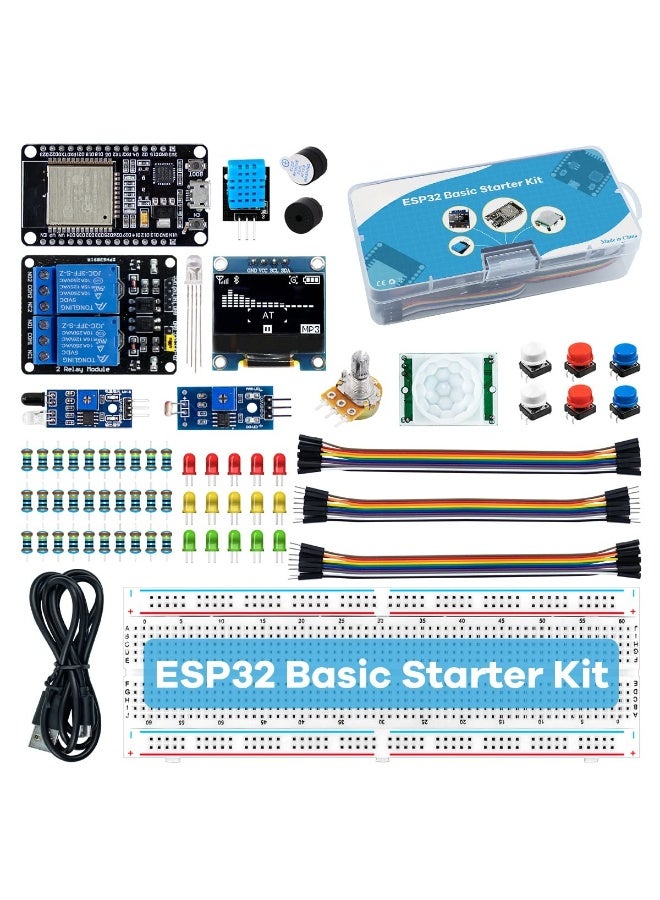 مجموعة أدوات أساسية للمبتدئين للوحة تطوير ESP32 ESP-32S WiFi IOT مع برنامج تعليمي متوافق مع بيئة تطوير Arduino IDE - Image 1